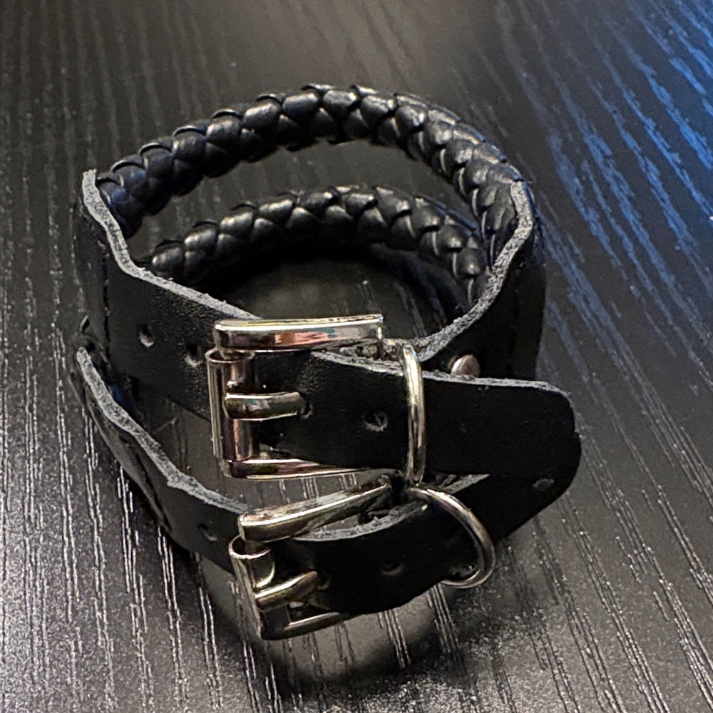 Black Braided Leather Bracelet - Picture 6 of 8